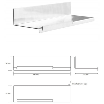 Bemeta Niva Polita din inox 30 cm, montaj adeziv