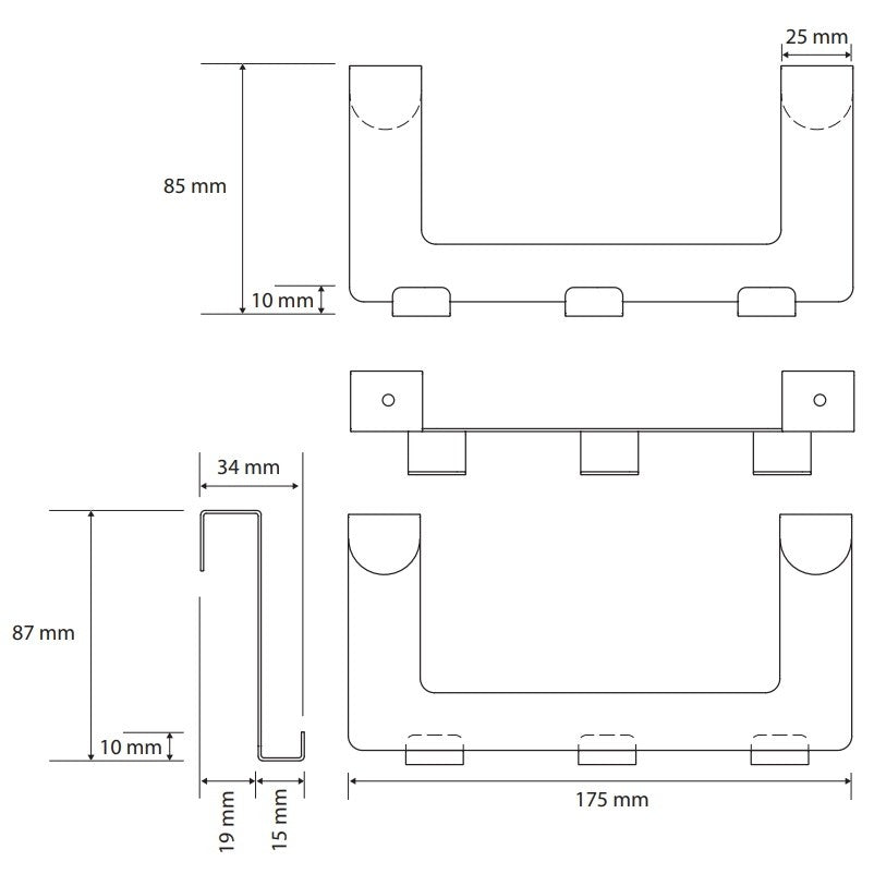 Bemeta Neo Cuier baie cu 3 brate, fixare pe usa, inox