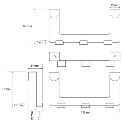 Bemeta Neo Cuier baie cu 3 brate, fixare pe usa, inox