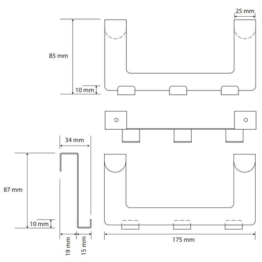 Bemeta Neo Cuier baie cu 3 brate, fixare pe usa, inox