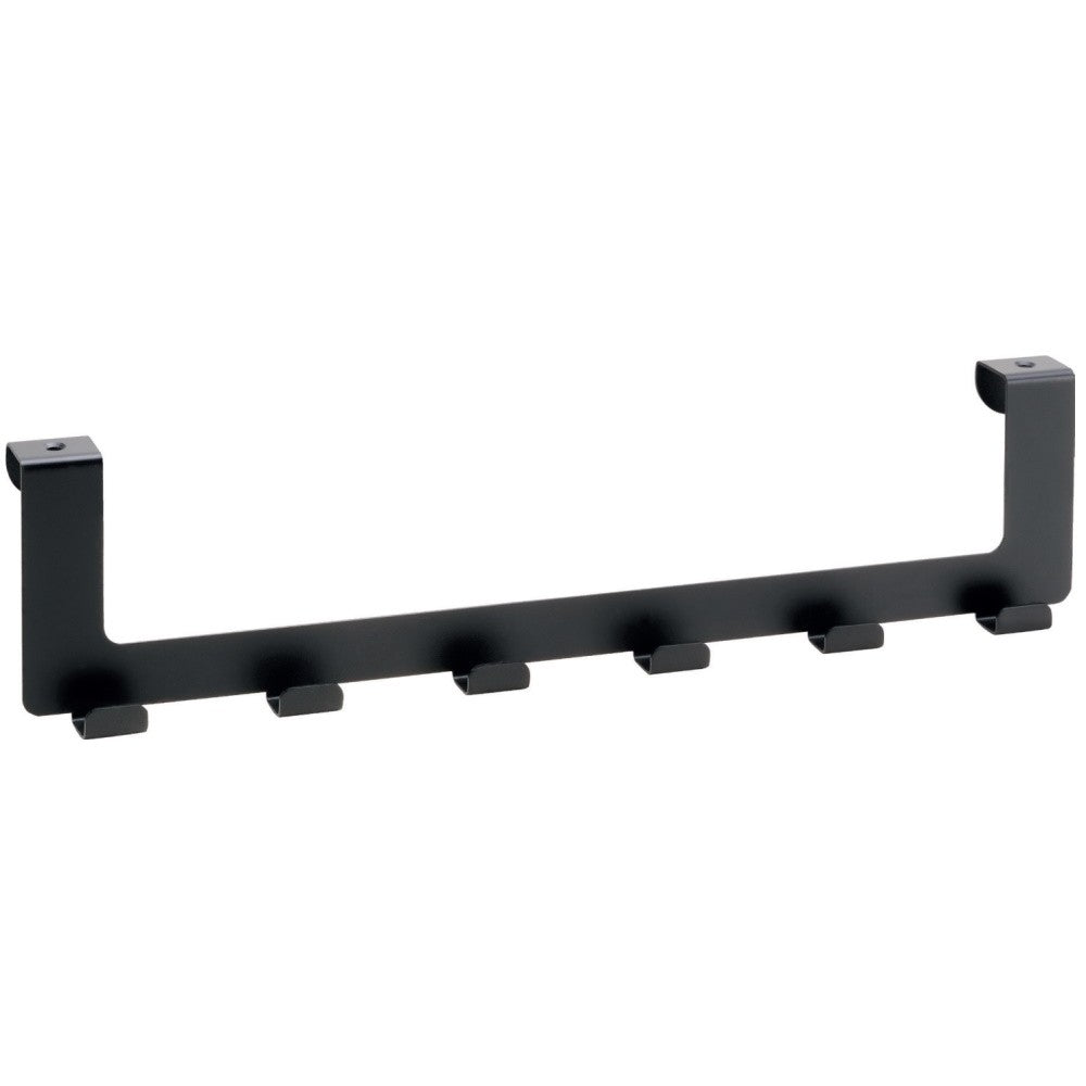 Bemeta Dark Cuier baie cu 6 brate, fixare pe usa, negru