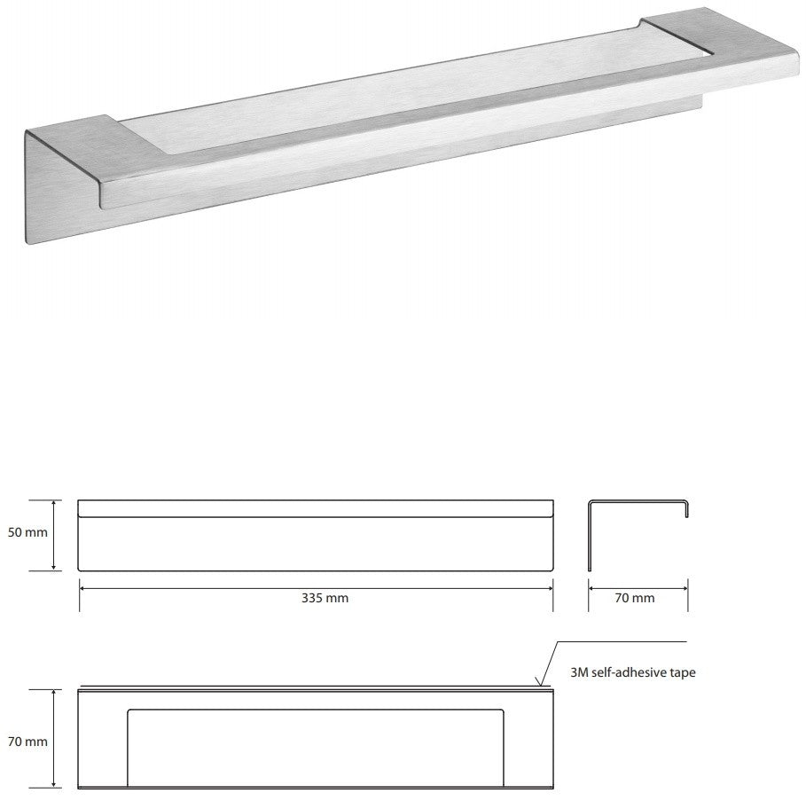 Bemeta Niva Suport prosop baie tip bara 34 cm, montaj adeziv, inox mat