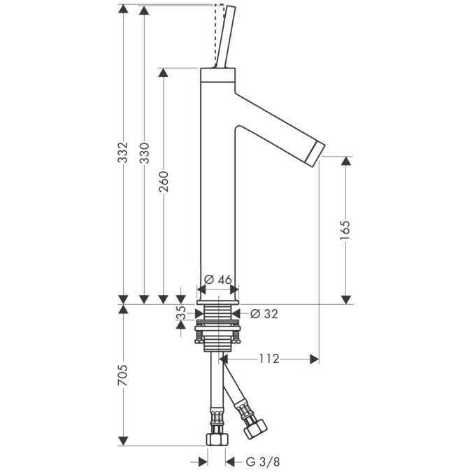 Baterie lavoar pe blat Hansgrohe Axor Starck 170