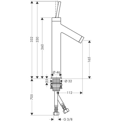 Baterie lavoar pe blat Hansgrohe Axor Starck 170