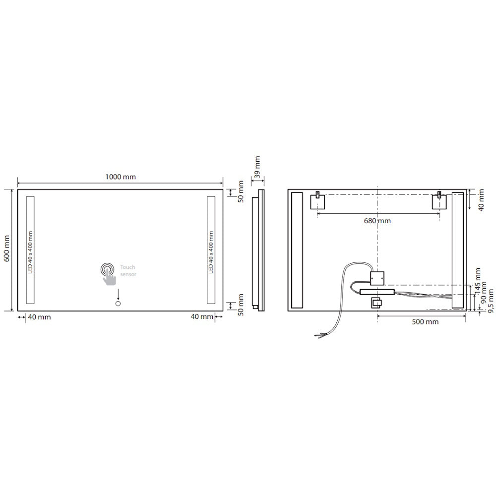 Bemeta Oglinda cu iluminare LED in lateral si touch sensor, 100xH60 cm
