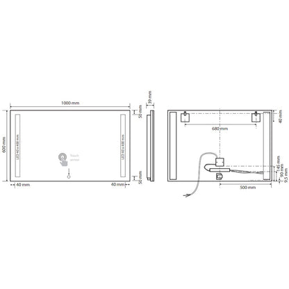 Bemeta Oglinda cu iluminare LED in lateral si touch sensor, 100xH60 cm