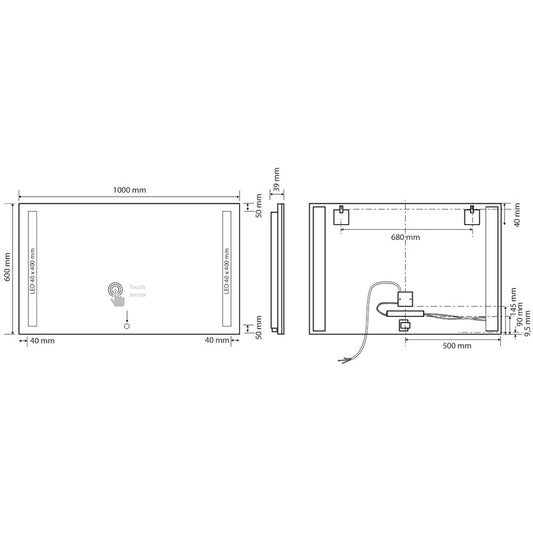 Bemeta Oglinda cu iluminare LED in lateral si touch sensor, 100xH60 cm