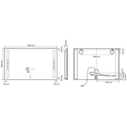 Bemeta Oglinda cu iluminare LED in lateral si touch sensor, 100xH80 cm