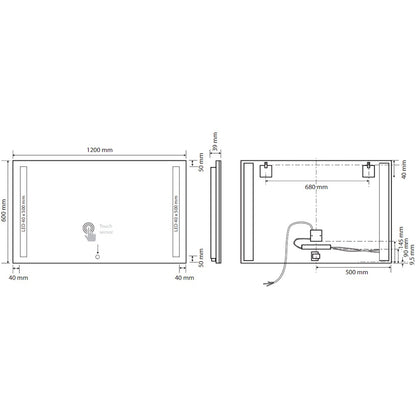 Bemeta Oglinda cu iluminare LED in lateral si touch sensor, 120xH60 cm