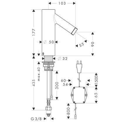 Hansgrohe Axor Starck Baterie lavoar electronica alimentata la retea 230V