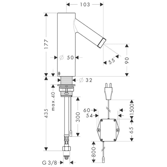 Hansgrohe Axor Starck Baterie lavoar electronica alimentata la retea 230V