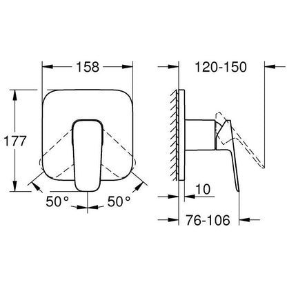 Grohe Cubeo Baterie dus monocomanda cu montaj incastrat, crom
