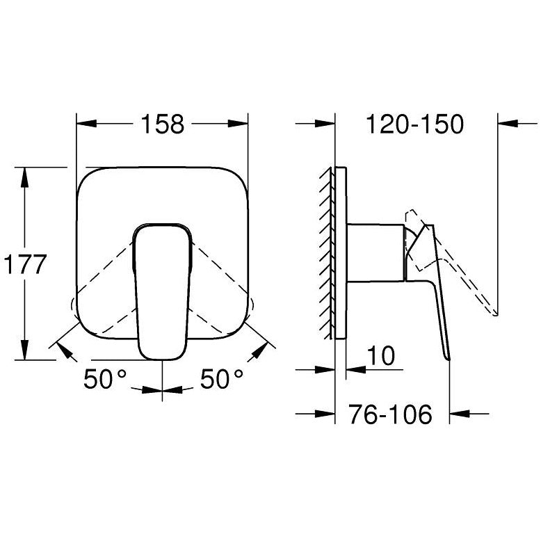 Grohe Cubeo Baterie dus monocomanda cu montaj incastrat, negru mat