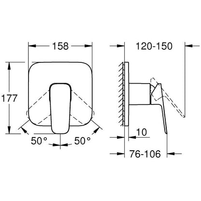 Grohe Cubeo Baterie dus monocomanda cu montaj incastrat, negru mat