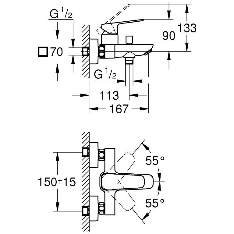Grohe Cubeo Baterie cada dus monocomanda, crom