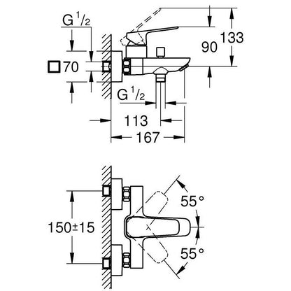 Grohe Cubeo Baterie cada dus monocomanda, negru mat