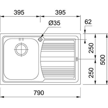 Franke Logica Line LLX 611 Chiuveta bucatarie 79x50 cm, inox lucios