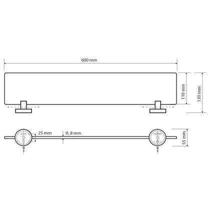 Bemeta White Polita din sticla 60 cm, alb