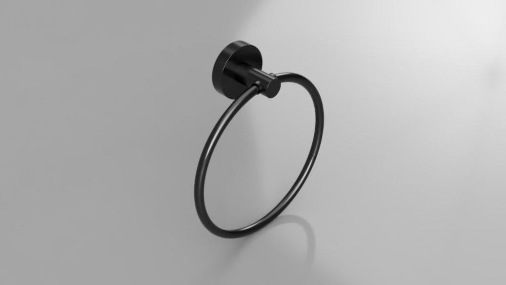 Bemeta Dark Suport prosop baie inel Ø17 cm, negru