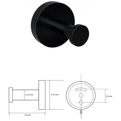 Bemeta Dark Cuier baie Ø5.5 cm, negru