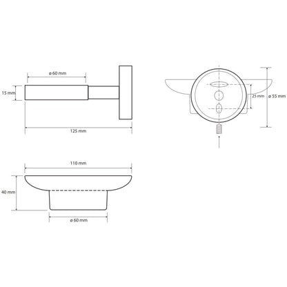 Bemeta Neo Savoniera din sticla, suport inox mat