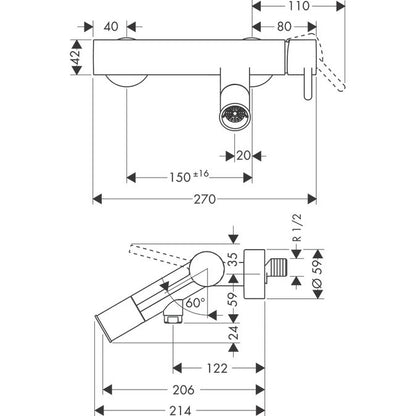 Hansgrohe Axor Starck Baterie cada dus monocomanda cu montaj pe perete