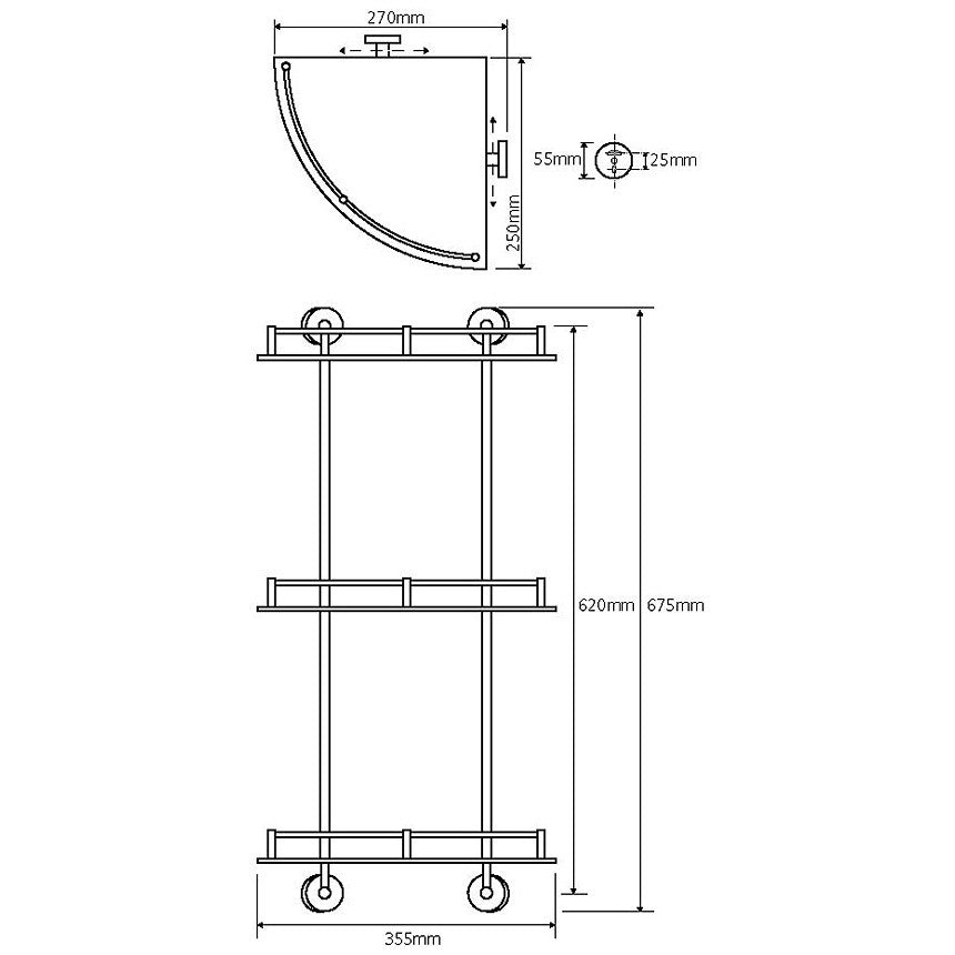Bemeta Omega Polita de colt tripla din sticla
