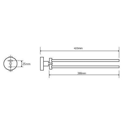 Bemeta Omega Suport prosop baie tip bara dubla 42 cm, prinderi cu H4 cm