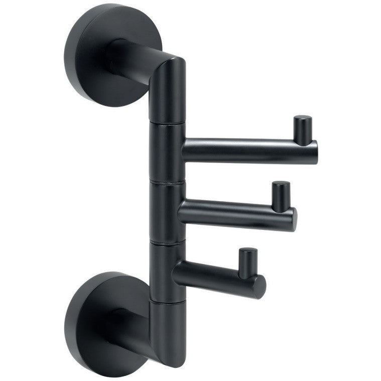 Bemeta Dark Cuier baie vertical cu 3 brate, negru
