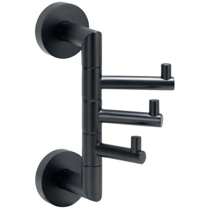 Bemeta Dark Cuier baie vertical cu 3 brate, negru
