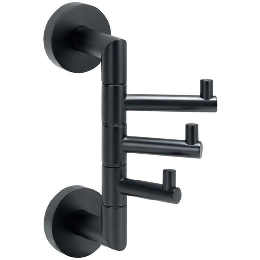 Bemeta Dark Cuier baie vertical cu 3 brate, negru