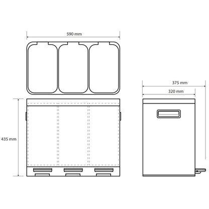 Bemeta Home Cos de gunoi cu 3 compartimente, 3x14 l, inox