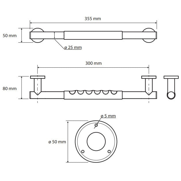 Bemeta Omega Bara de sustinere 35 cm, inox