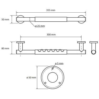 Bemeta Omega Bara de sustinere 35 cm, inox