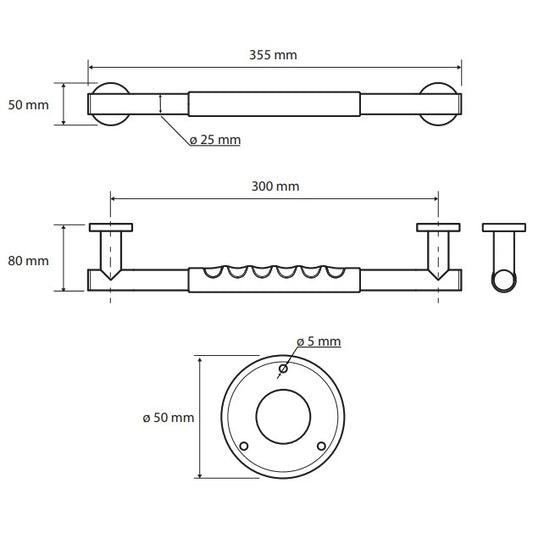 Bemeta Omega Bara de sustinere 35 cm, inox