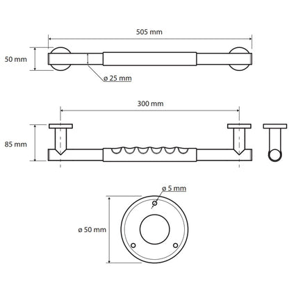 Bemeta Omega Bara de sustinere 50 cm, inox