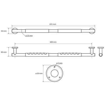 Bemeta Omega Bara de sustinere 65 cm, inox