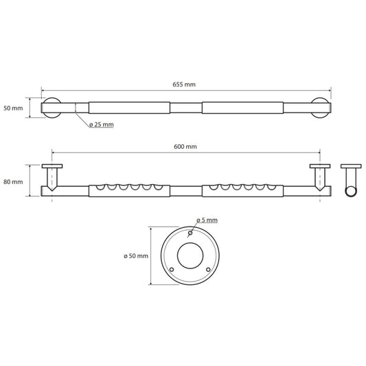 Bemeta Omega Bara de sustinere 65 cm, inox