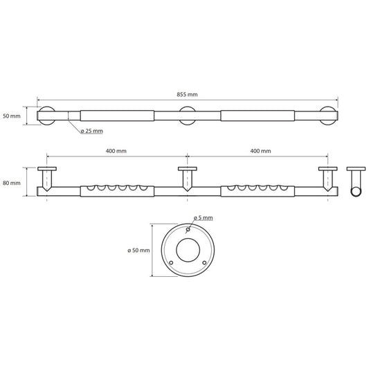 Bemeta Omega Bara de sustinere 85 cm, inox