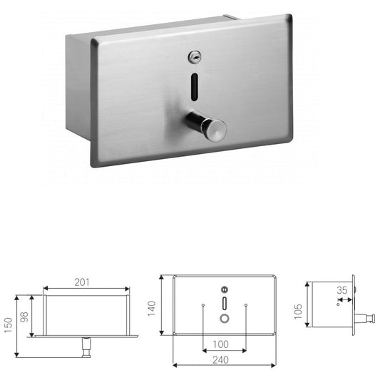 Bemeta Hotel Dozator sapun lichid incastrat 1100 ml, inox mat