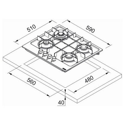 Franke Maris FHMA 604 3G DC MB C Plita cu gaz 59x51 cm, negru mat