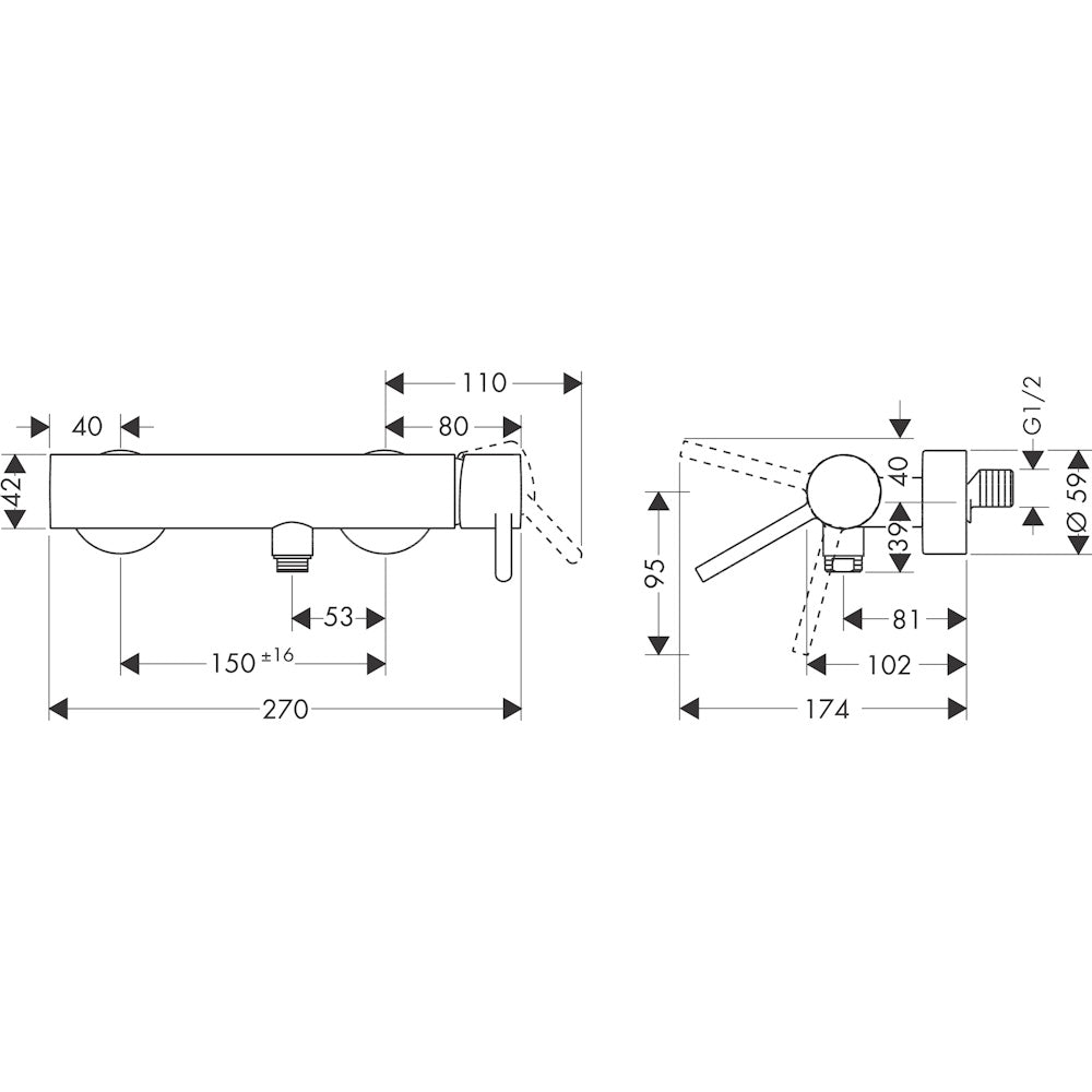Hansgrohe Starck Baterie dus monocomanda, crom