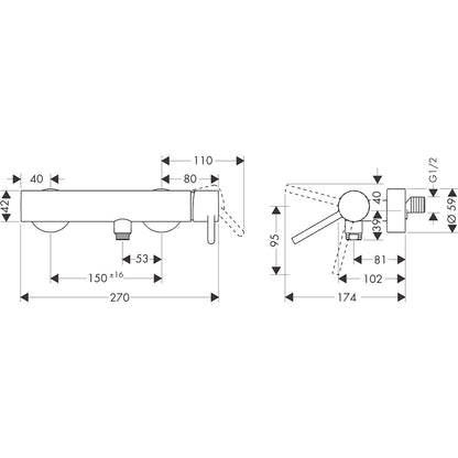 Hansgrohe Starck Baterie dus monocomanda, crom