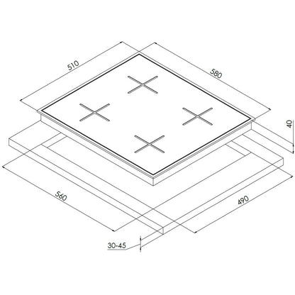 Franke FHNL 604 4G XS E Plita cu gaz 58x51 cm, crom mat