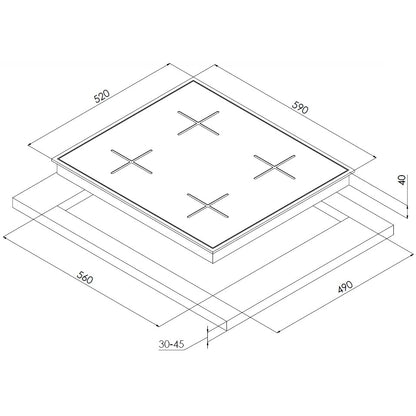 Franke New Glass FHNS 604 4G WH C Plita cu gaz 59x52 cm, alb