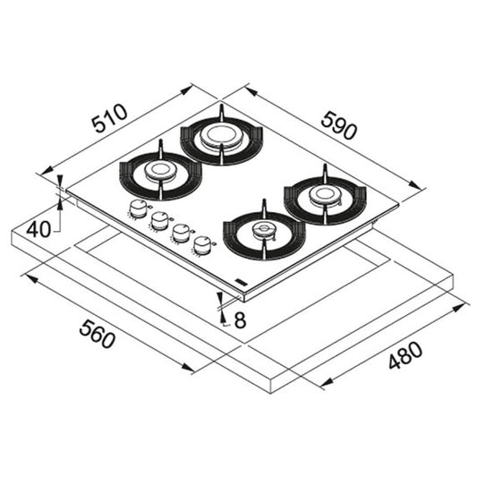 Franke Maris Free FHMF 604 4G C Plita 60x51 cm, alb