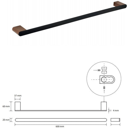 Bemeta Galla Suport prosop baie tip bara 60 cm, negru