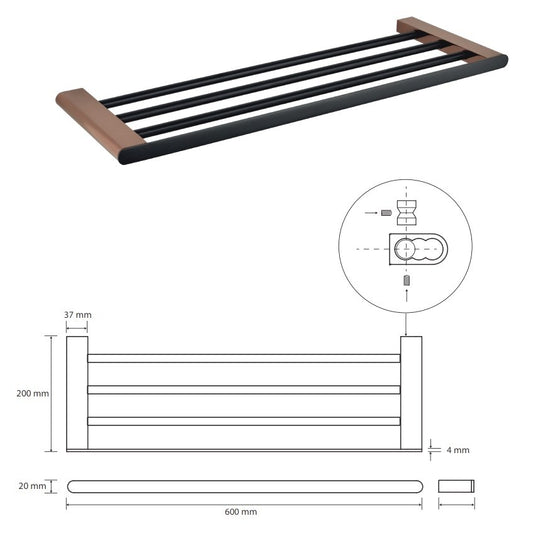 Bemeta Galla Raft (etajera) prosop baie, negru