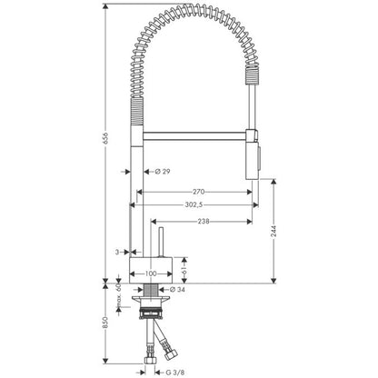 Hansgrohe Axor Starck 240 Semi-Pro Baterie chiuveta bucatarie monocomanda cu dus extractibil