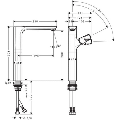 Baterie lavoar pe blat Hansgrohe Axor Urquiola
